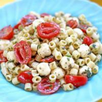 Caprese Pasta Salad · (vegetarian) Ditalini pasta, mozzarella, tomatoes, basil, and garlic oil
