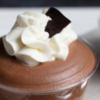 Chocolate Mousse · (vegetarian, wheat-free) A light fluffy mousse made with chocolate and a hint of vanilla