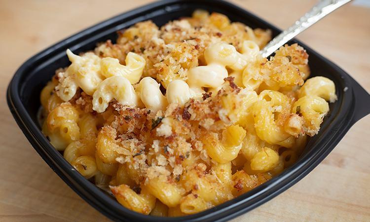 Mac and Cheese Single · (vegetarian) Served ready to heat–Guest favorite — cavatappi pasta and cheese sauce topped with seasoned bread crumbs