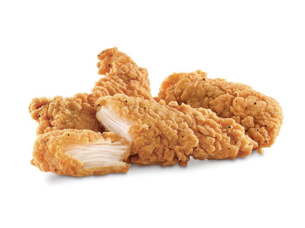 3 Piece Prime-Cut Chicken Tenders Meal · 3 crispy chicken tenders. Meal includes choice of side and drink. Visit arbys.com for nutritional and allergen information.