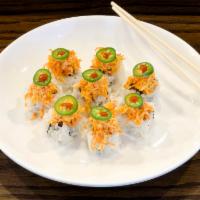 Panic Roll · Spicy tuna topped with spicy crab meat and jalapeno with eel, spicy mayo, and chili sauce.