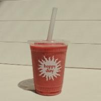 Strawberry Fields Smoothie · 16 oz. smoothie with strawberry, banana, agave, and coconut milk.