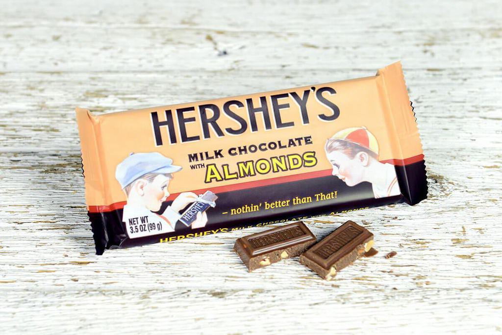Hershey® Milk Chocolate Bar with Almonds · Chocolate lovers will seriously love this colossal candy bar, made with creamy HERSHEY'S Milk Chocolate and almonds. HERSHEY'S Giant Milk Chocolate with Almonds Bar is perfect as a present, especially when you’re the recipient!