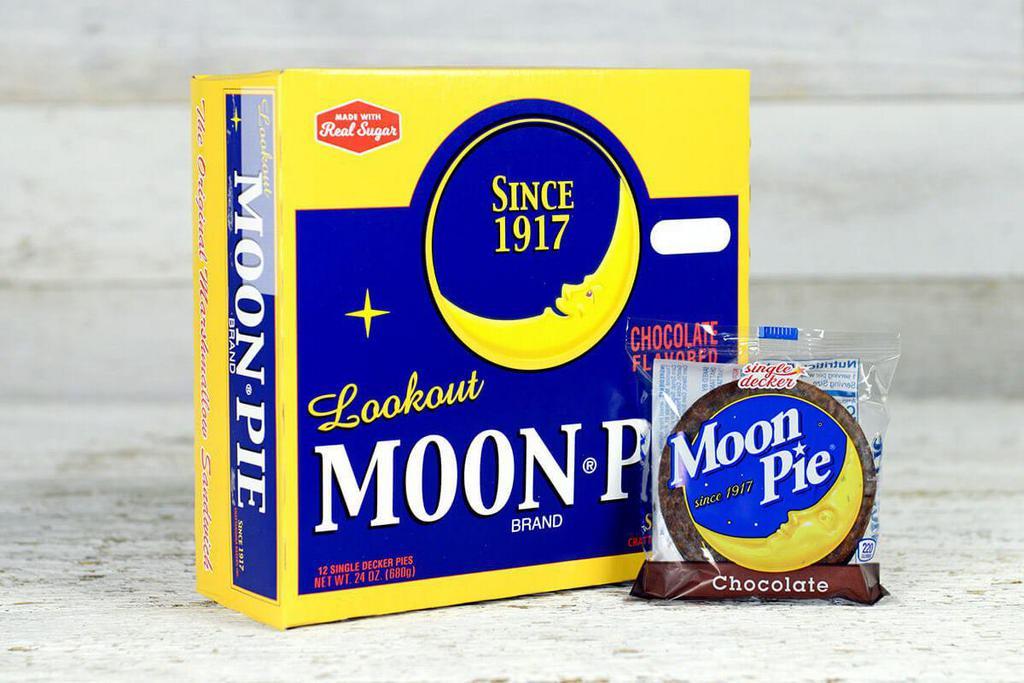 MoonPie, Chocolate, 2.75 oz, 12 Count Pack · The Original Chocolate MoonPie is made with real sugar. This chocolate-flavored marshmallow pie sandwich will win over kids and adults alike. The mid-sized MoonPie comes packed in 12 individually wrapped MoonPies for your convenience. 