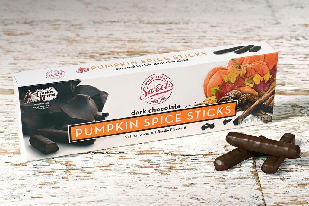 Pumpkin Spice Chocolate Sticks · The leaves are changing colors and the air is crisp. Fall is here and so is our limited-edition flavor of this popular treat. Enjoy pumpkin spice jelly centers blanketed in milk chocolate. Each 10.5 oz box includes approximately 38 sticks for you and fellow pumpkin spice lovers to enjoy. 