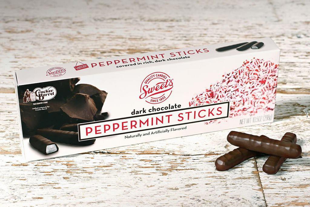 Peppermint Chocolate Sticks · The holidays are here and so is our limited-edition flavor of this nostalgic treat. Enjoy peppermint jelly centers blanketed in dark chocolate. Each 10.5 oz box includes approximately 38 sticks for you to enjoy.