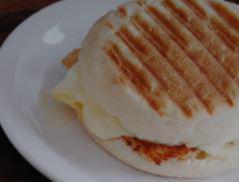 Slim and Trim · Egg whites, turkey, and mozzarella on a toasted english muffin.