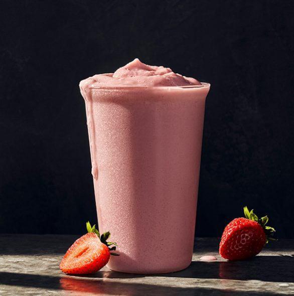 Strawberry Smoothie · 270 Cal. A mix of fruit purees and juice concentrates, blended with plain Greek yogurt and ice. Allergens: Contains Milk