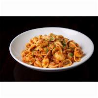 Orecchiette Bolognese · Orecchiette, Three Meat Bolognese, Butter, Pecorino, Basil