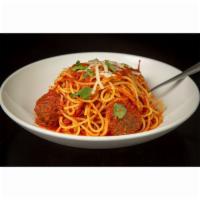 Vegan Spaghetti & Meatballs · Marinara, Vegan Meatballs, Vegan Mozzarella, Basil