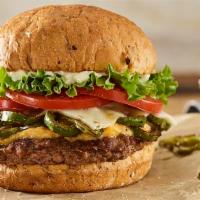 Colorado Burger · Certified Angus Beef, pepper jack cheese, melted cheddar cheese, grilled Anaheim, chiles, le...
