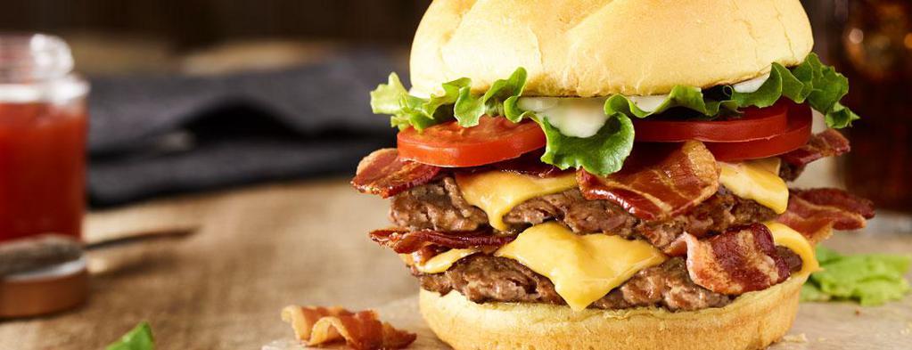 Double Bacon Smash® Turkey Burger · Double Turkey burger, American cheese, applewood smoked bacon, lettuce, tomatoes, mayo, toasted bun.