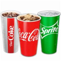 Regular Fountain Drink · Choices: Coke, Diet Coke, Sprite, Dr Pepper, Minute Maid Lemonade, Vitaminwater XXX