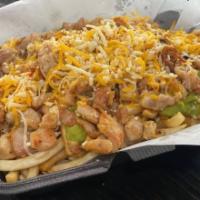 * 1 - Small Fries · Choicw of steak, grilled chicken, adobada, buffalo or chipotle, cheese, guacamole and sour c...