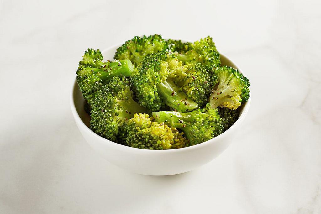 Steamed Broccoli · Lightly seasoned steamed broccoli.