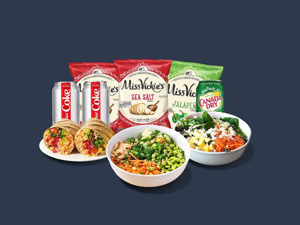 Meal Deal for 3 · Select any 3 entrees, 3 drinks, and 3 snacks.