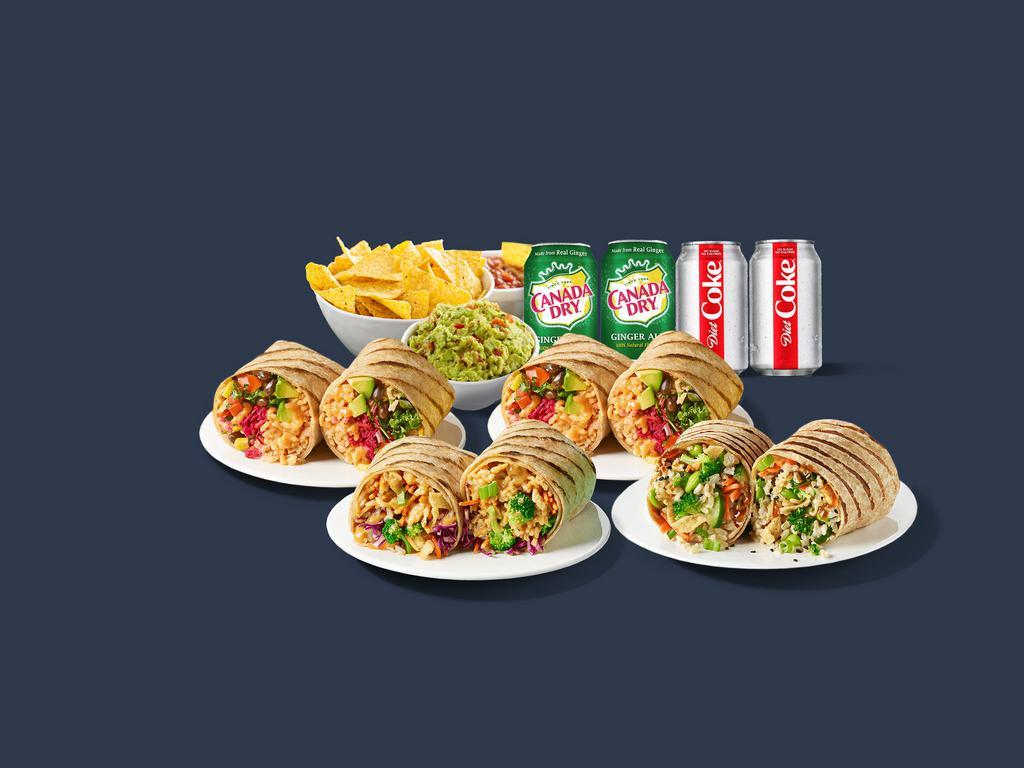 Burrito Night · Select any 4 burritos, includes 1 order of tortilla chips with salsa and guacamole, any 4 drinks.