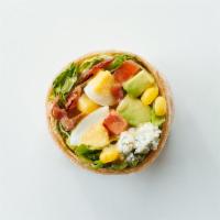 Cobb Wrap · Romaine & field greens, hard boiled egg, avocado, bacon, aged cheddar cheese, tomatoes, corn...
