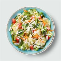 Kids Superfood Salad ·  Romaine, Carrots, Cucumbers, Tomatoes, Broccoli, Aged Cheddar, Greek Yogurt Ranch.