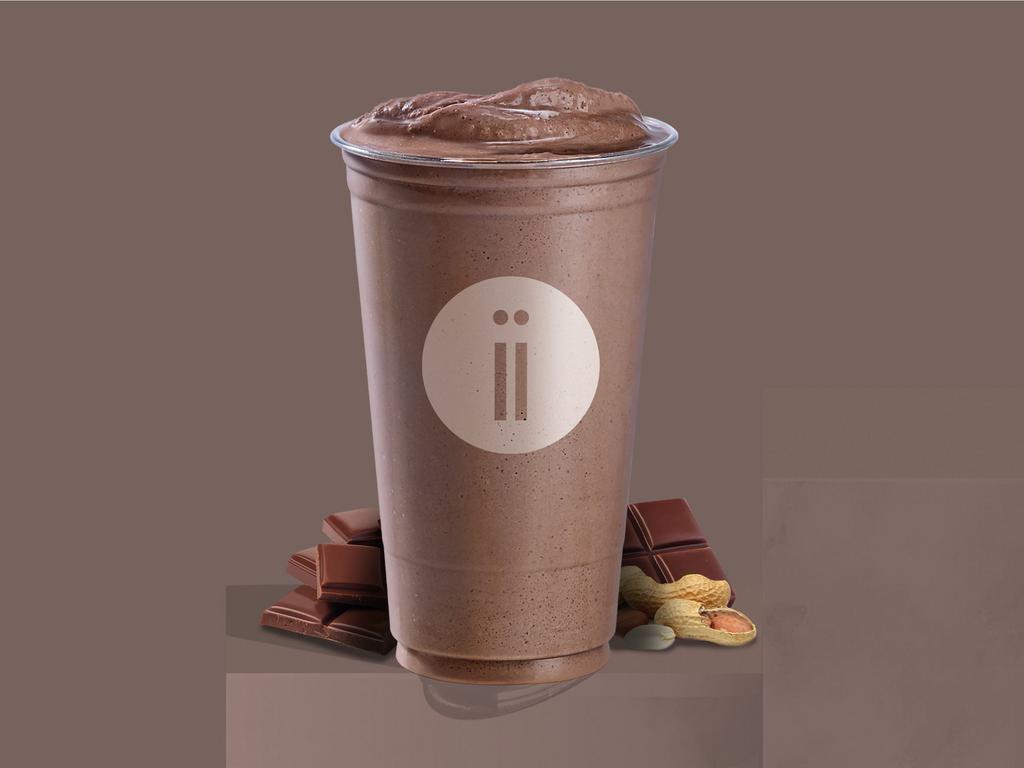 24 oz. Chocolate Peanut Butter Smoothie · Banana, peanuts, cocoa powder, and frozen yogurt.