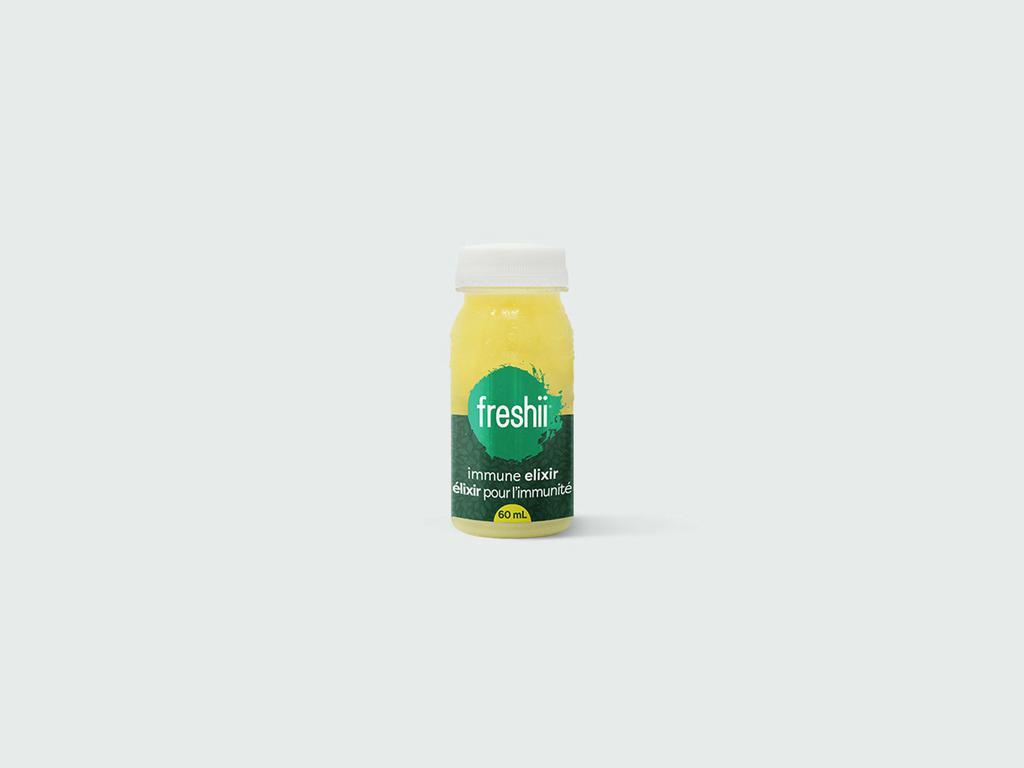 Immune Elixir · A tasty blend of nature's most celebrated immunity boosters. Lemon juice, ginger juice, and honey.