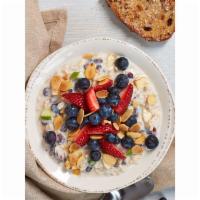 Berry & Almond Overnight Oats · Rolled oats, vanilla yogurt, apple, banana, dried currants, dried cranberries, toasted almon...