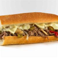 #56 Big Kahuna Cheese Steak · Grilled onions, peppers, mushrooms, jalapeños & extra white American cheese.