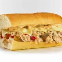 #42 Chipotle Chicken Cheese Steak · Grilled onions, peppers, white American cheese and chipotle mayo