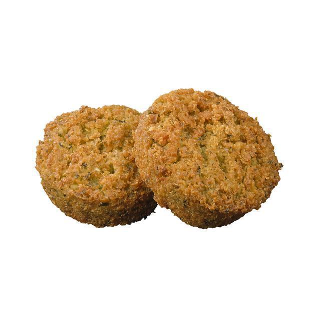Falafel (2) · 2 pieces of the deep-fried ball made from ground chickpeas and a blend of herbs and spices. Allergen: Contains Soy
