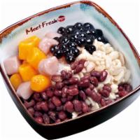 Icy Taro Ball #3 · Red beans, peanuts, boba, taro balls, shaved ice.