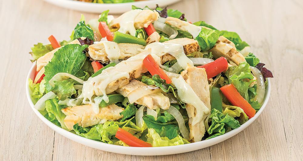 Chicken Philly Salad · Grilled chicken and melted cheese with your choice of peppers and onions.