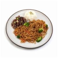 Beef Yakisoba · Japanese noodles wok-stirred with fresh veggies and
traditional yakisoba sauce. Served with...