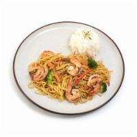 Shrimp Butter Garlic Noodles · Japanese noodles wok-stirred with shrimp, veggies,
and traditional butter garlic sauce. Ser...