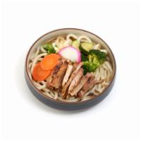 Chicken Udon · Thick white noodles in fish broth soup with grilled chicken.
