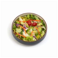 Large Garden Salad · Crisp salad with romaine lettuce, purple cabbage,
julienned carrots, grape tomatoes, & serv...