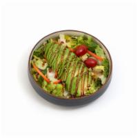Avocado Salad · Large garden salad topped with sliced avocado &
drizzled with Unagi sauce.