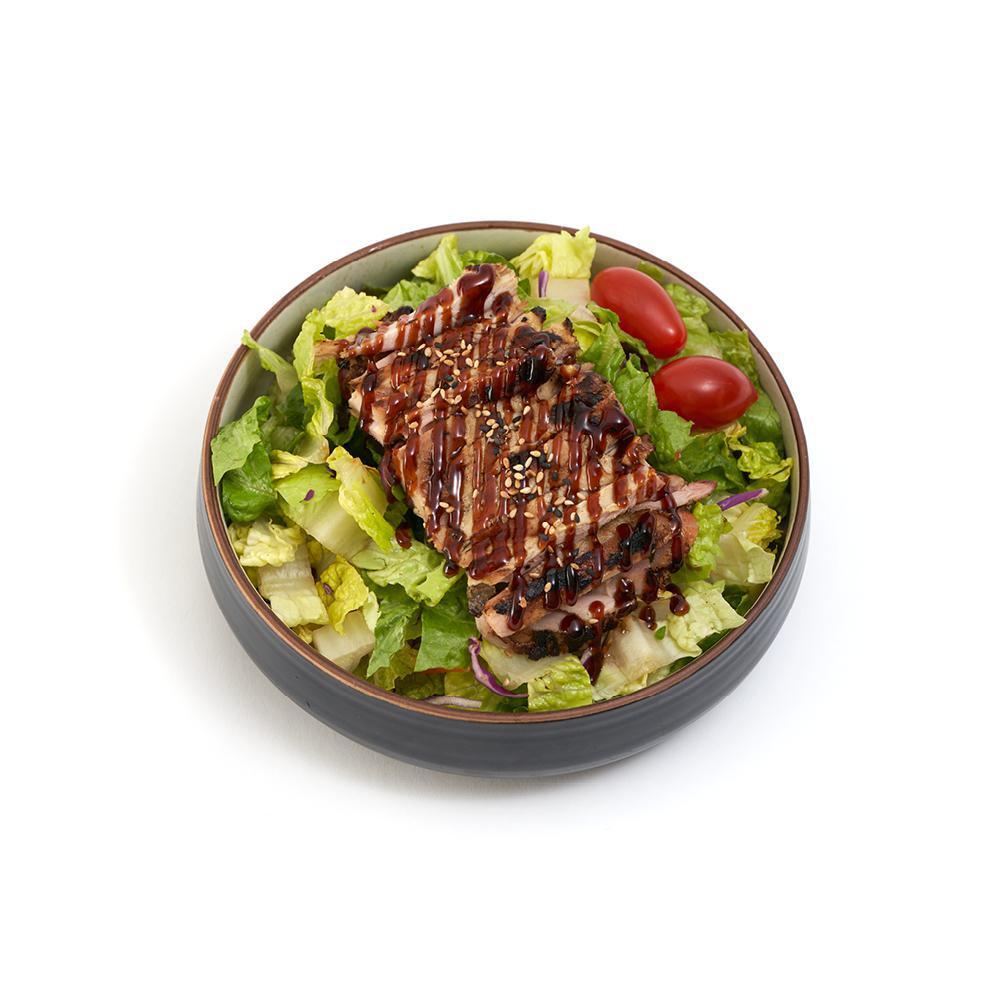 Chicken Teriyaki Salad · Large garden salad topped with our famous teriyaki chicken.