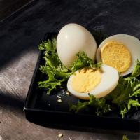 Hard Boiled Eggs - 2 Pack · 160 Cal. Hard boiled eggs and emerald greens. Pack of 2. Allergens: Contains Egg
