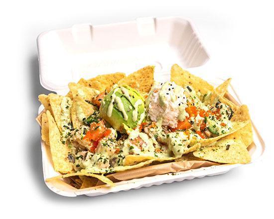 Poke Nachos - Large (3 Proteins) · Three proteins with your choice of mix ins, toppings, and flavor with nachos