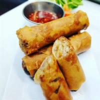 Veggie Egg Roll · Mixture of soy protein, carrot, taro, mushroom, onion, glass noodle served with salads, mint...
