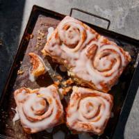Vanilla Cinnamon Roll 4-pack · 610 Cal. A four pack of freshly baked Vanilla Cinnamon Rolls. Allergens: Contains Wheat, Mil...