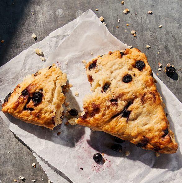 Blueberry Scone · 460 Cal. Freshly baked, cream-based scone made with dried, infused blueberries. Allergens: Contains Wheat, Milk