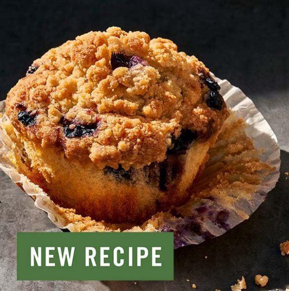Blueberry Muffin · 520 Cal. Freshly baked muffin with blueberries and topped with streusel. Allergens: Contains Wheat, Milk, Egg