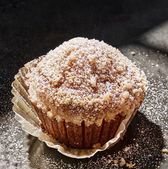 Pumpkin Muffin · 550 Cal. Made with real pumpkin and topped with streusel and powdered sugar. Allergens: Manufactured on equipment that processes Soy. Contains Wheat, Milk, Egg