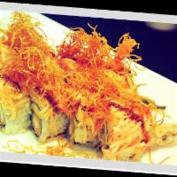 Angry Dragon Roll · Shrimp tempura and avocado topped with spicy kani, sweet potato and orange edamame sauce.

*...