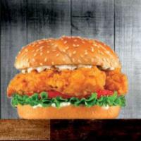Deep Fried Chicken Sandwich · Chicken tenders, mayonnaise, lettuce, tomato on a sesame seed bun.