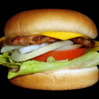 Jr. Cheeseburger · Jr. patty, cheese, lettuce, tomato, onion & 1000 Islands dressing.