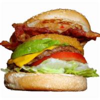Bacon Avocado Cheeseburger · ¼ lb. patty and cheese with bacon, avocado, 1000 Islands dressing, lettuce, tomato and onion...