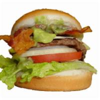 California Guac Burger · ¼ lb. patty and Swiss cheese with guacamole, bacon, 1000 Islands dressing, lettuce, tomato a...