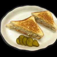 Albacore Tuna Melt · Grilled albacore tuna, grilled tomato and American cheese on white bread.